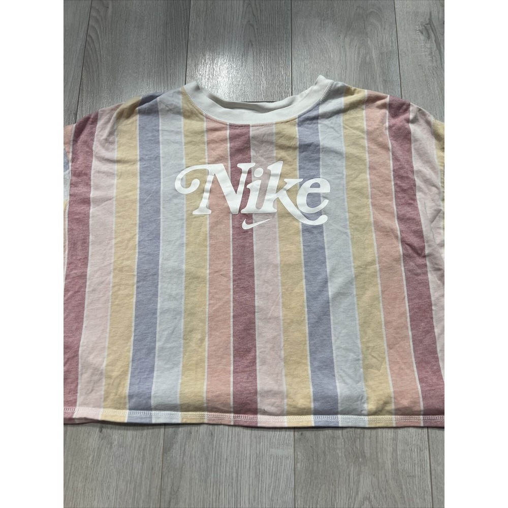 Nike Retro Crop Top Tee Womens XXL Pastel Stripe Short Sleeve